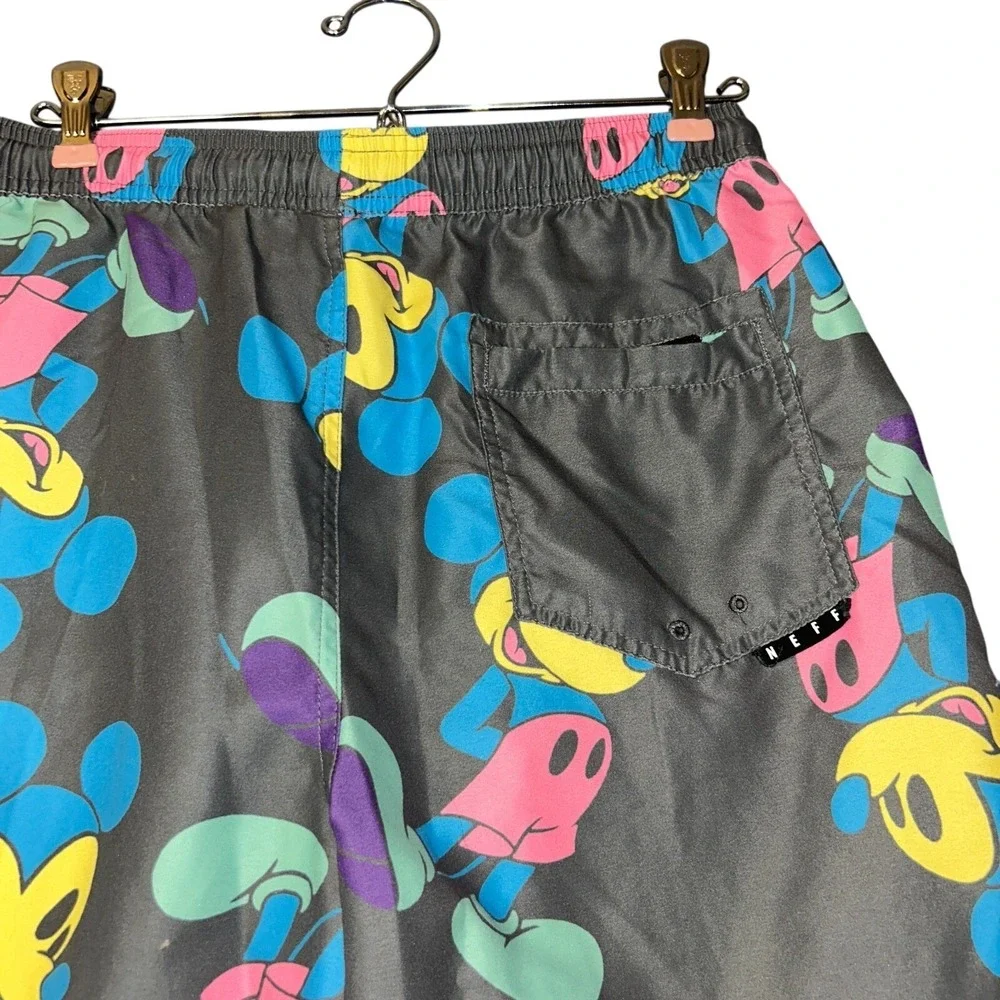Mens Neff Disney Mickey Mouse Psychedelic Swim Board Short Size Small Pockets